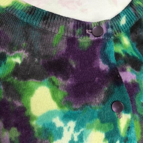 Talbots Soft Angora Blend Button Front Cardigan, size M, Purple, Green, Blue - Picture 4 of 8